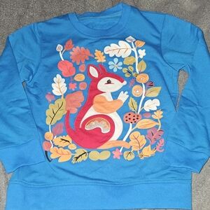 7Y (Runs Small) Adorable Blue Emboidered Patch Squirel Crewneck